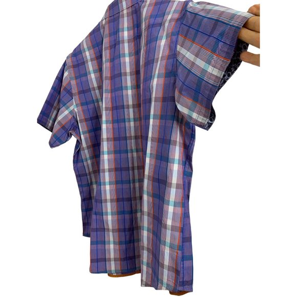 New 2XL Robert Graham Plaid Short Sleeve Button Shirt Contrast Trim NWOT 6515 - Picture 10 of 16